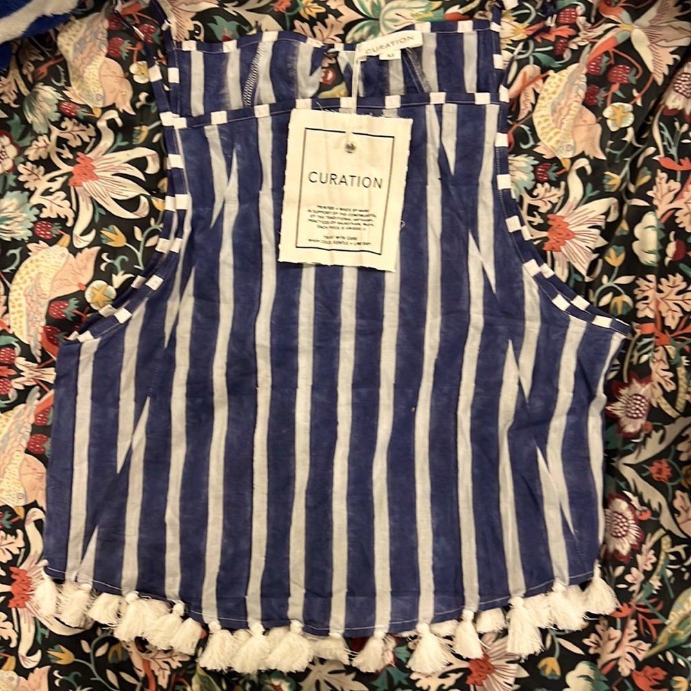 Emerson Fry India Collection Organic Cotton Tank Blouse M New